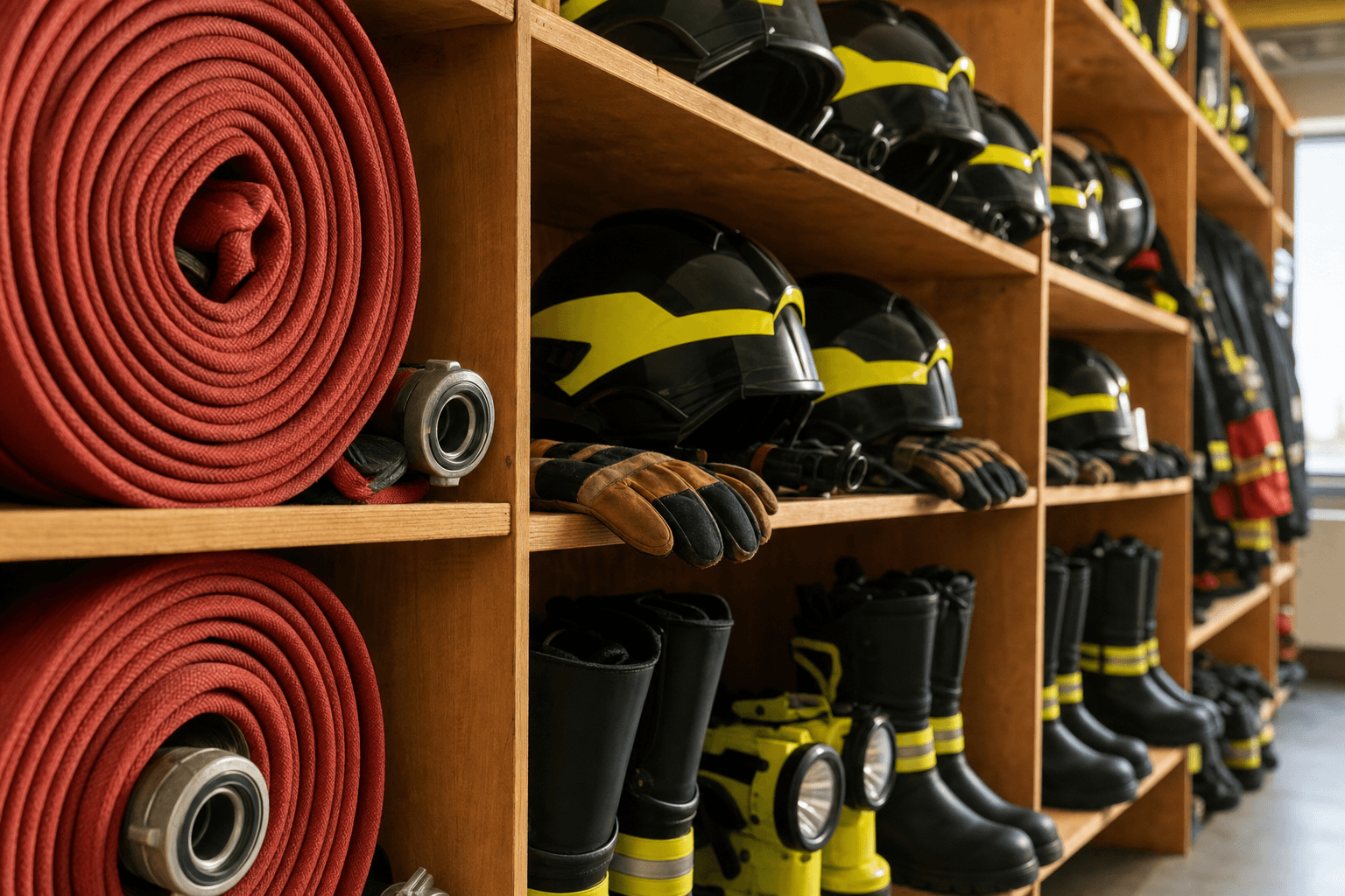 Ausrüstung für Feuerwehr und Rettungsdienst – Helme, Schläuche, Handschuhe und Handlampen